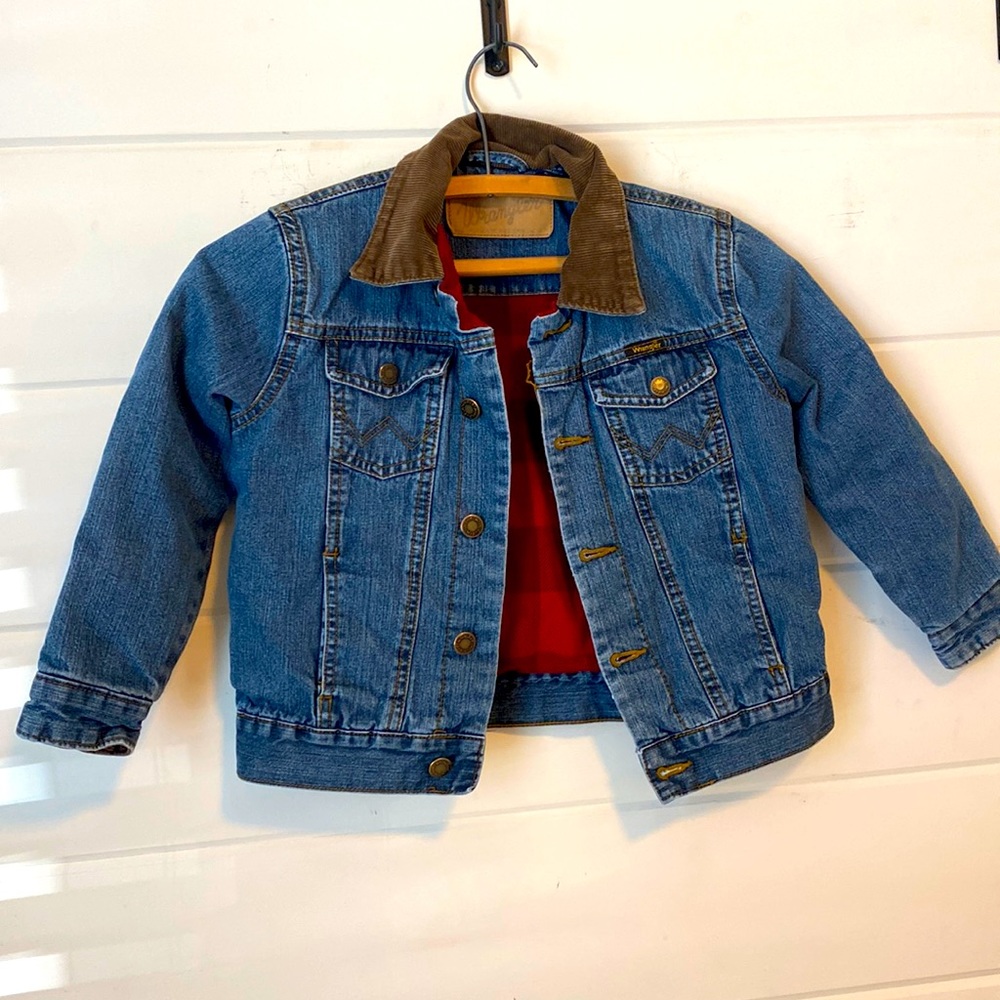 WRANGLER BLANKET LINED DENIM JACKET IN RUSTIC BLUE